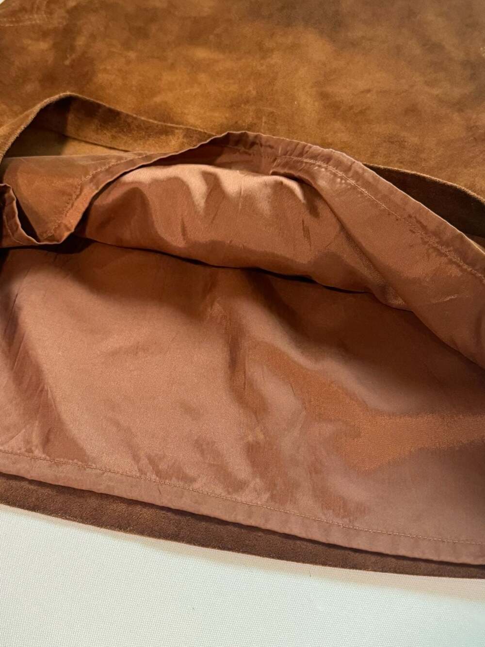 Y2K Suede Leather Mini Skirt Western Boho 70s Moto Brown Women’s Size 6 - Picture 11 of 12